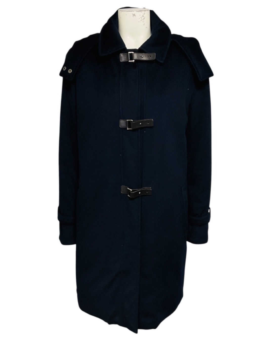 LORO PIANA NAVY BLUE STORM SYSTEM RAIN & WIND PROTECTION CLASSIC CASHMERE DUFFLE